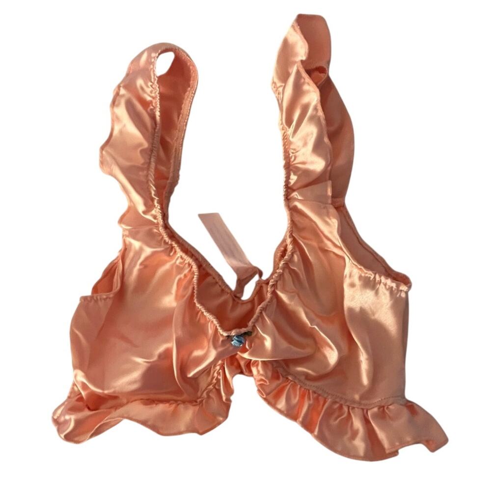 Dolls Kill Sugar Thrillz Satin Bralette Intimate Bra With Ruffle Trim Size: XXS
